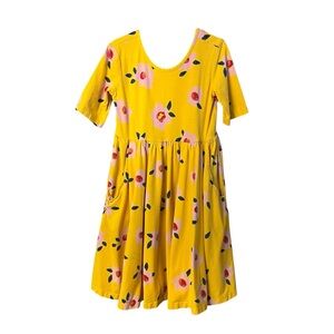 Hanna Andersson Girls Floral Long Sleeve Dress Size 8 Cotton Play School Church